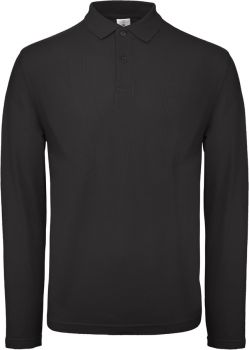 B&C | Pánské piqué polo s dlouhým rukávem black XL