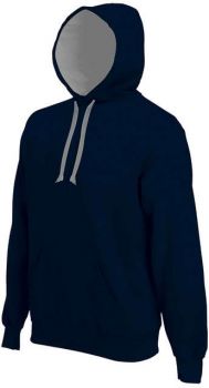 MEN'S CONTRAST HOODED SWEATSHIRT Navy/Fine Grey L